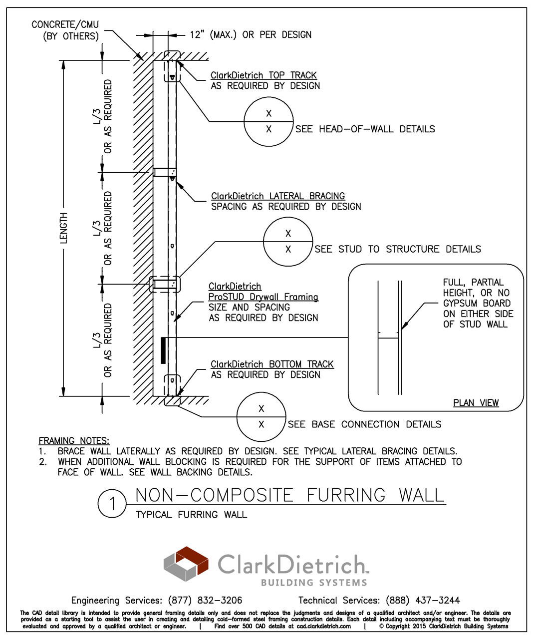 Non-Composite Furring Wall Section